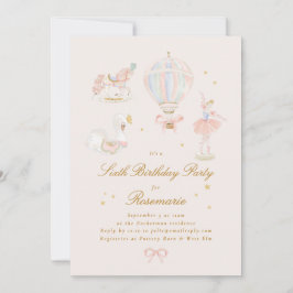 Pink Princess Fairytale Ballerina Girl Birthday Einladung