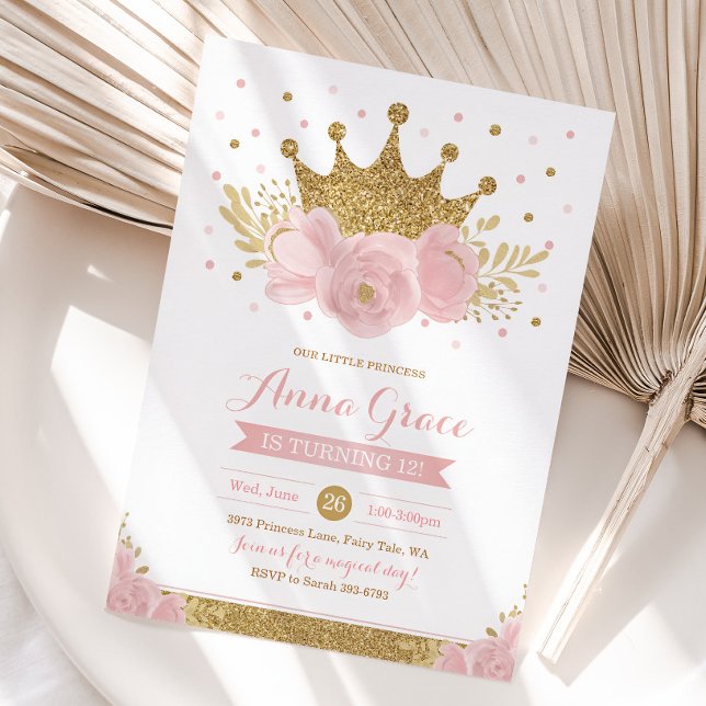 Pink Princess Fairytale Invitation du Parti de la  (Princess Girl Birthday Invitation)