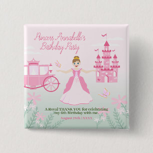Pink Princess Fantasy Birthday Party Button