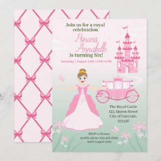 Pink Princess Fantasy Birthday Party Einladung