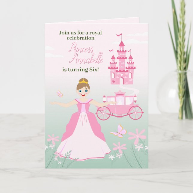 Pink Princess Fantasy Birthday Party Einladung (Vorderseite)