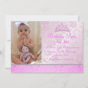 Pink Princess Floral Invitation d'anniversaire