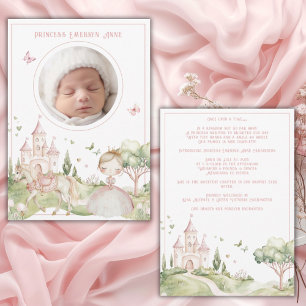 Pink Princess Foto Baby Girl Birth Ankündigung