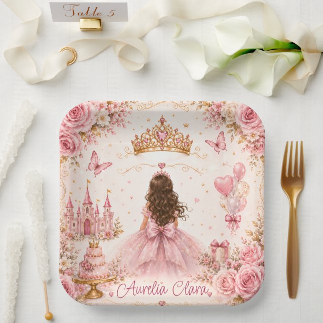 Pink Princess Geburtstag Pappteller (Hochzeit)