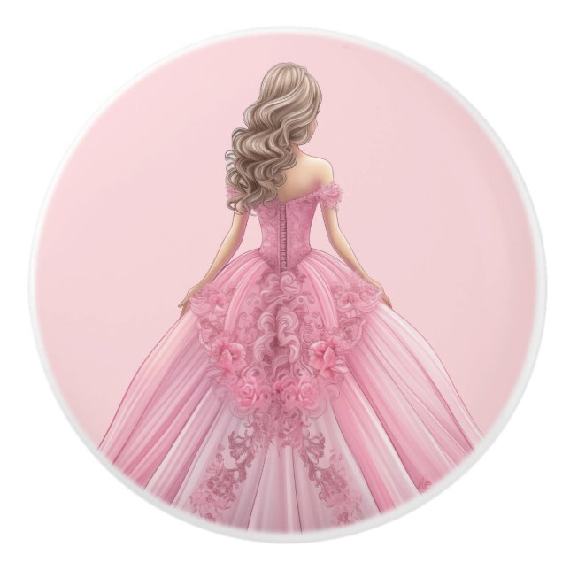 Pink Princess Girl's Girly Ceramic Knob Keramikknauf (Vorderseite)