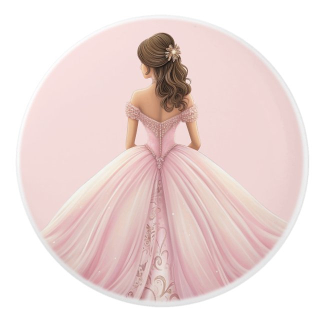 Pink Princess Girl's Girly Ceramic Knob Keramikknauf (Vorderseite)