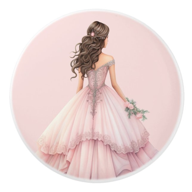 Pink Princess Girl's Girly Ceramic Knob Keramikknauf (Vorderseite)