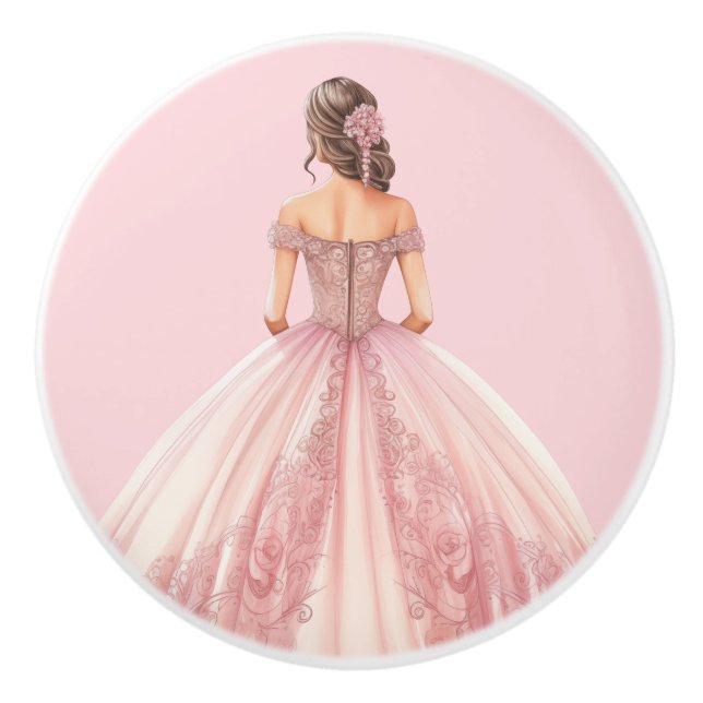 Pink Princess Girl's Girly Ceramic Knob Keramikknauf (Vorderseite)