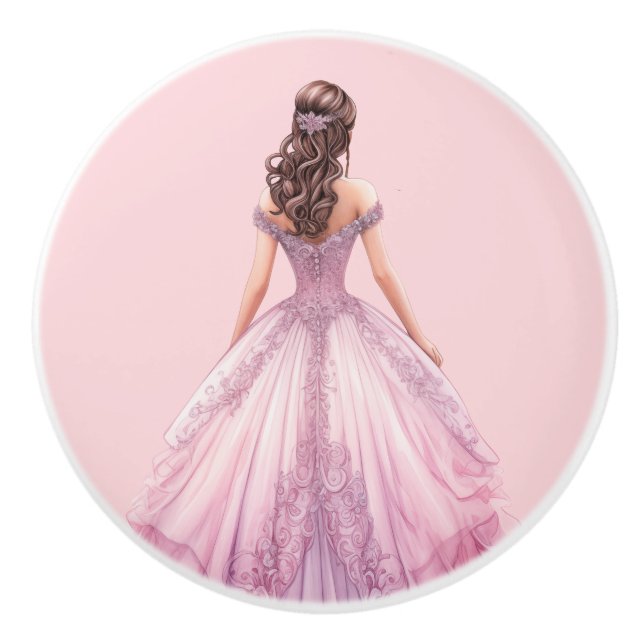 Pink Princess Girl's Girly Ceramic Knob Keramikknauf (Vorderseite)