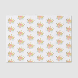 Pink Princess Gold Crown & Pastell Blume Geburtsta Seidenpapier