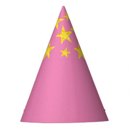 Pink Princess Gold Star Party Hat Partyhütchen