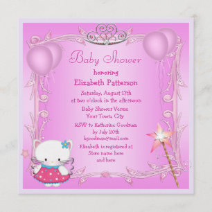 Pink Princess Kitty Cat Fairy Babydusche Einladung