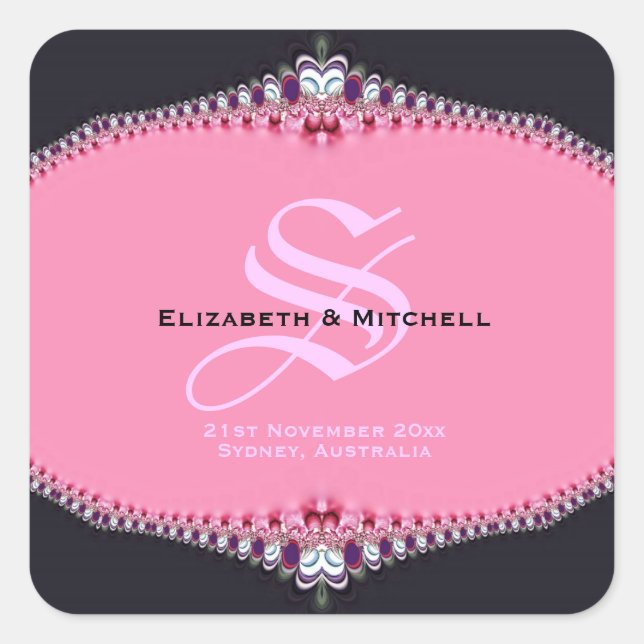 Pink Princess Lace Wedding Quadratischer Aufkleber (Vorderseite)