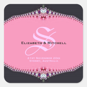 Pink Princess Lace Wedding Quadratischer Aufkleber