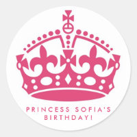 Pink Princess Party Tiara Gefallen Stickers