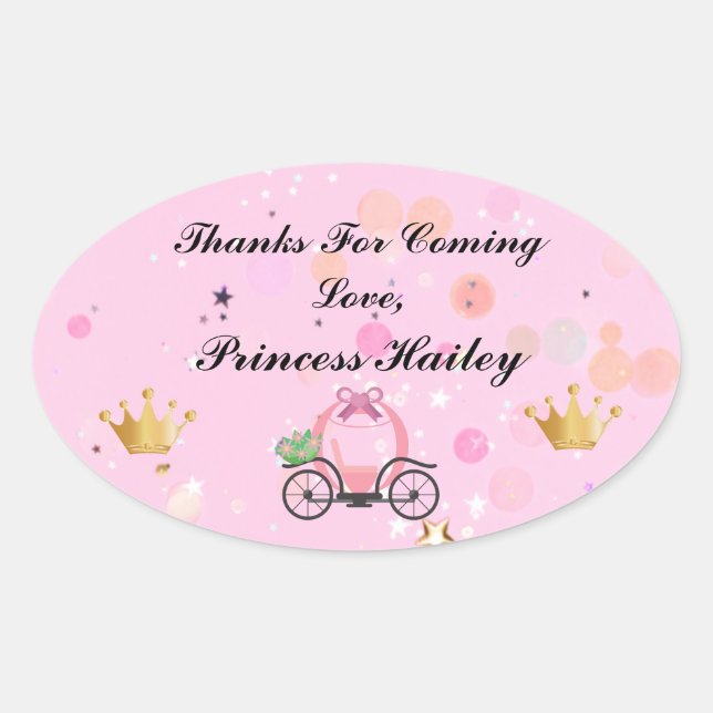 Pink Princess Party Vielen Dank Ovaler Aufkleber (Vorderseite)