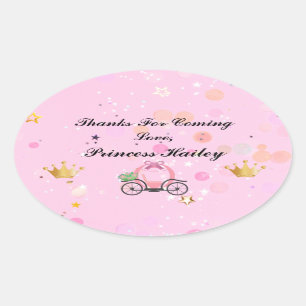 Pink Princess Party Vielen Dank Ovaler Aufkleber