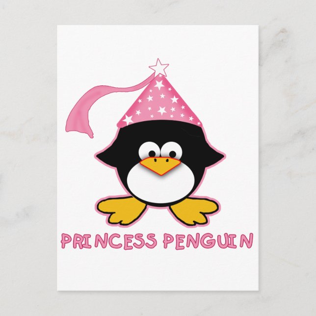 Pink Princess Pinguin Postkarte (Vorderseite)