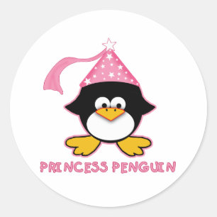 Pink Princess Pinguin Runder Aufkleber