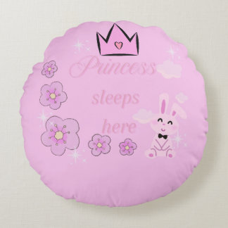Pink Princess Round Pillow for Kids Rundes Kissen