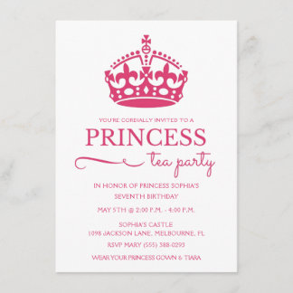 Pink Princess Tea Party Geburtstag Einladungen