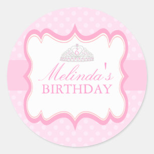 Pink Princess Tiara Girls Anniversaire Sticker