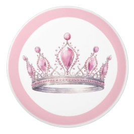 Pink Princess Tiara Girly Ceramic Knob Keramikknauf