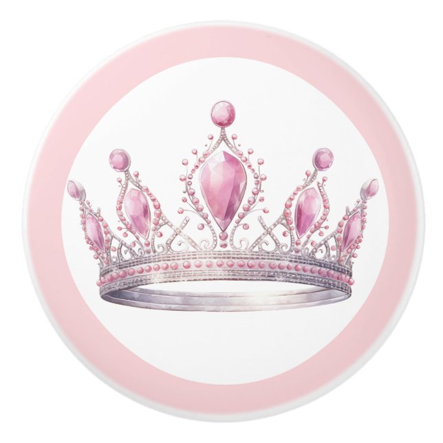 Pink Princess Tiara Girly Ceramic Knob Keramikknauf (Vorderseite)