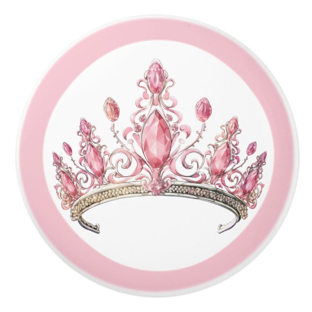 Pink Princess Tiara Girly Ceramic Knob Keramikknauf (Vorderseite)