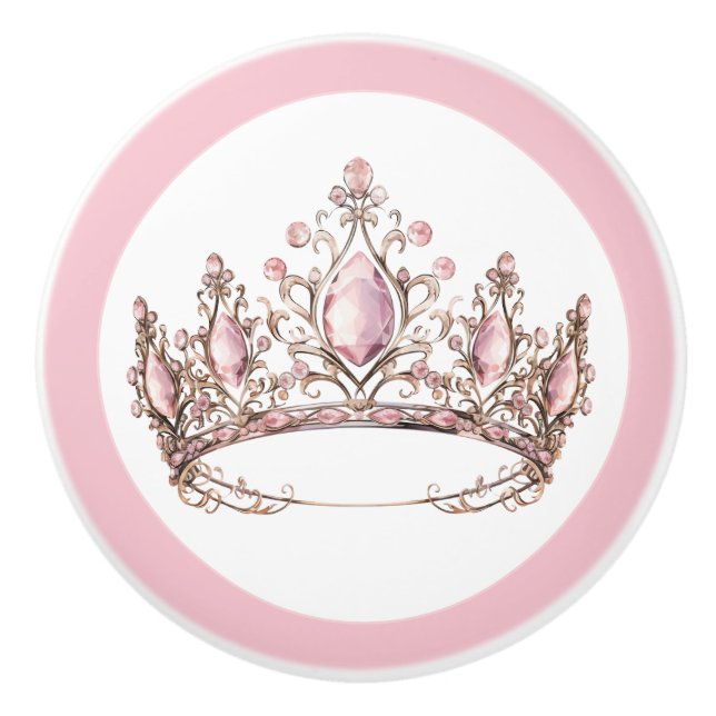 Pink Princess Tiara Girly Ceramic Knob Keramikknauf (Vorderseite)
