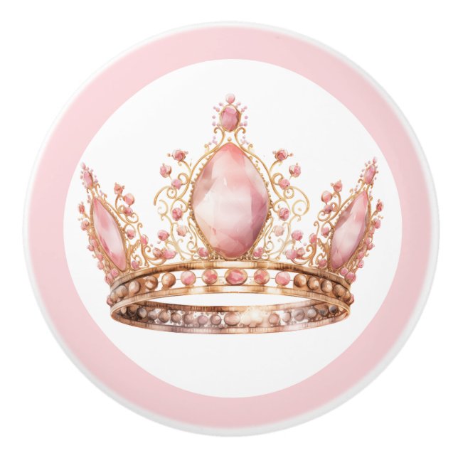 Pink Princess Tiara Girly Ceramic Knob Keramikknauf (Vorderseite)