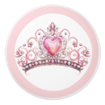 Pink Princess Tiara Girly Ceramic Knob