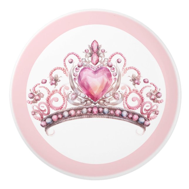 Pink Princess Tiara Girly Ceramic Knob Keramikknauf (Vorderseite)