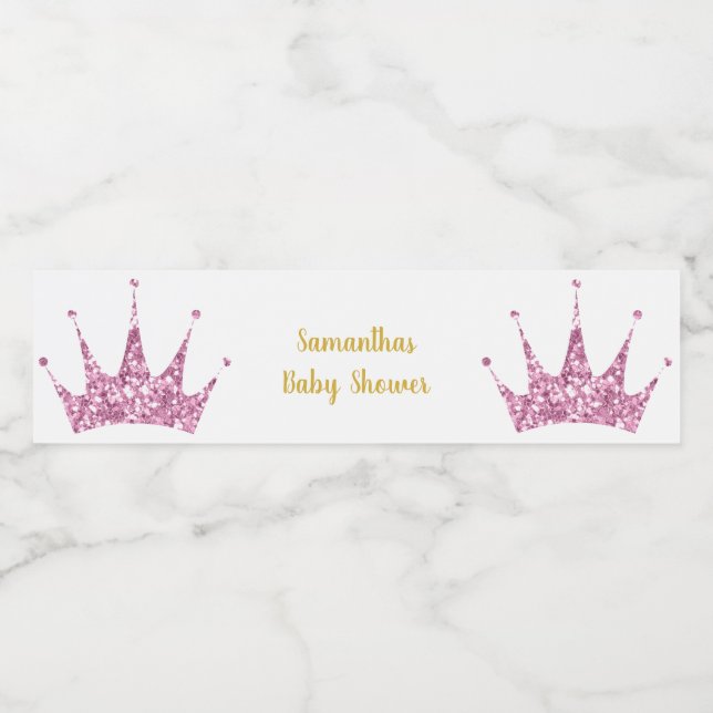 PINK PRINCESS TIARA KUSTOMIZBARE WASSERFLASCHE (Einzelnes Label)