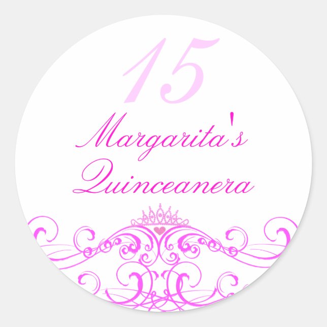 Pink Princess Tiara Quinceanera Sticker (Vorderseite)