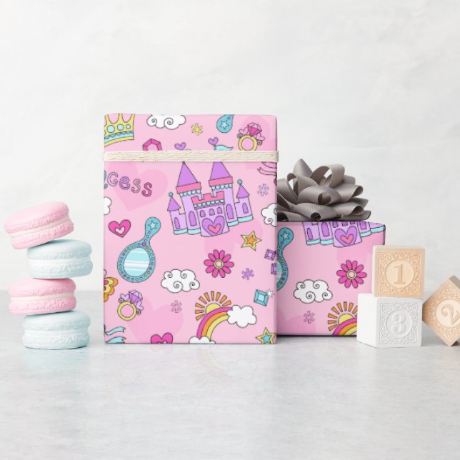 Pink Princess Wrapping Paper, 30" x 6' Geschenkpapier (Babyparty)