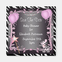 Pink Princess Zebra Baby Dusche Save the Date