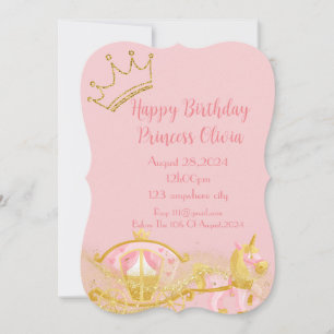 Pink-Prinzessin-Kutsche Geburtstag Save The Date