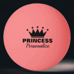 Pink-Prinzessin-Tischtennisball Tischtennisball<br><div class="desc">Personalisiert rosa Pingpong-Kronenball für Tischtennis. Fügen Sie Ihren eigenen Namen,  Logo,  lustiges Zitat oder Monogramm. Niedliche Geschenkidee für Tischler,  Fan und Trainer. Spaß Geburtstagsspiele für Männer,  Frauen und Kinder. Benutzerdefiniertes Sportlogo-Design. Elegante Schrift Typografie-Schrift-Schrift.</div>
