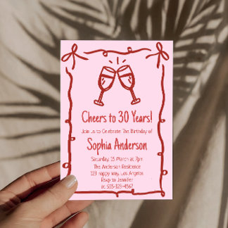 Pink “Prost zum 30. Geburtstag”                 Einladung