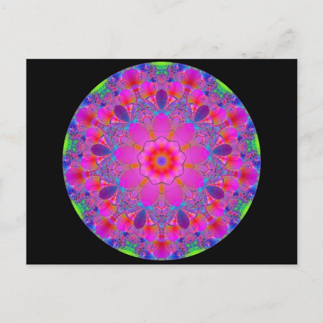 Pink Psychedelic Mandala Postkarte (Vorderseite)