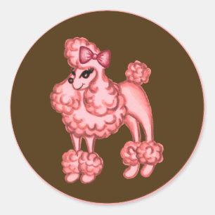 Pink-Pudel-Aufkleber Runder Aufkleber