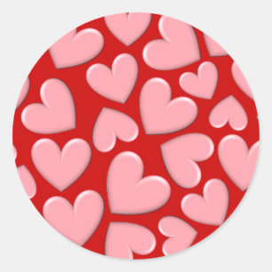 Pink Puffy Hearts Runder Aufkleber
