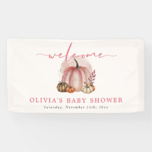 Pink Pumpkin auf ihrem Weg Girl Baby Dusche Willko Banner