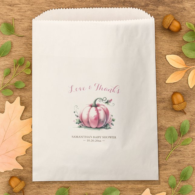 Pink Pumpkin Baby Dusche Candy Favor Taschen Geschenktütchen (pink pumpkin treat bags)