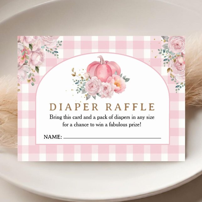 Pink Pumpkin Baby Dusche Fall Windeln Raffle Begleitkarte (Von Creator hochgeladen)