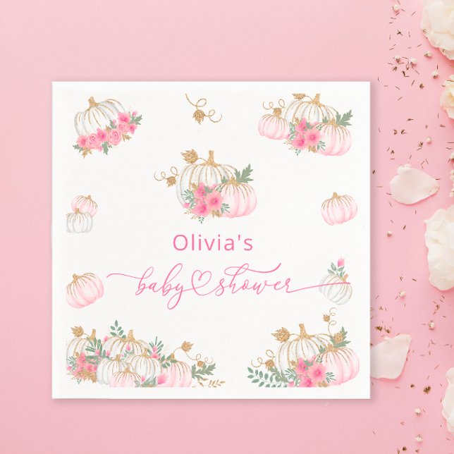 Pink Pumpkin Baby Dusche Papier Napkin Serviette (Von Creator hochgeladen)