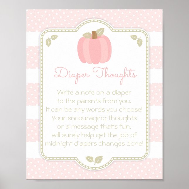 Pink Pumpkin Baby Dusche Windeln Gedanken Untersch Poster (Vorne)