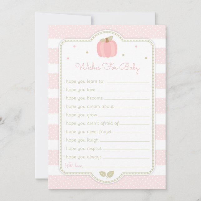 Pink Pumpkin Baby Dusche Wünsche für Baby Einladung (Vorderseite)