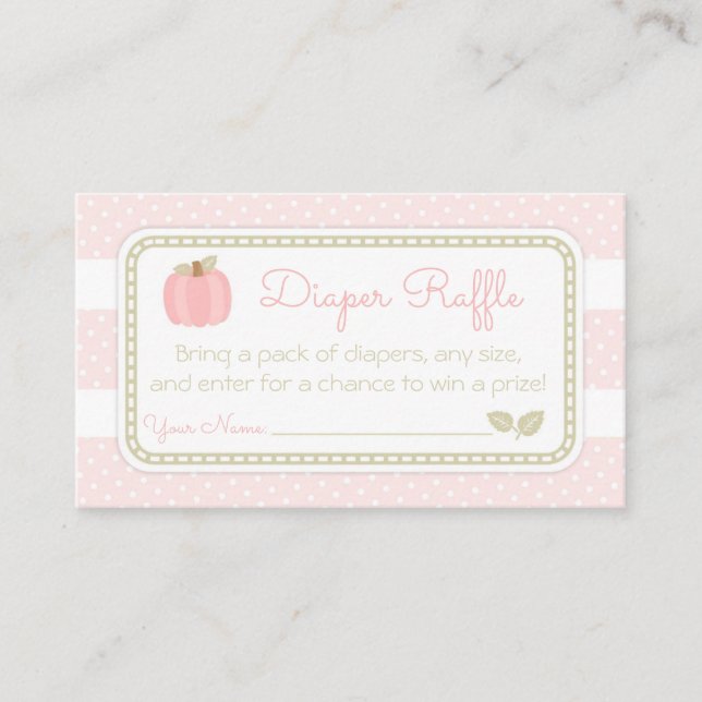 Pink Pumpkin Baby Duschkabine Windelwanne Raffle T Begleitkarte (Vorderseite)